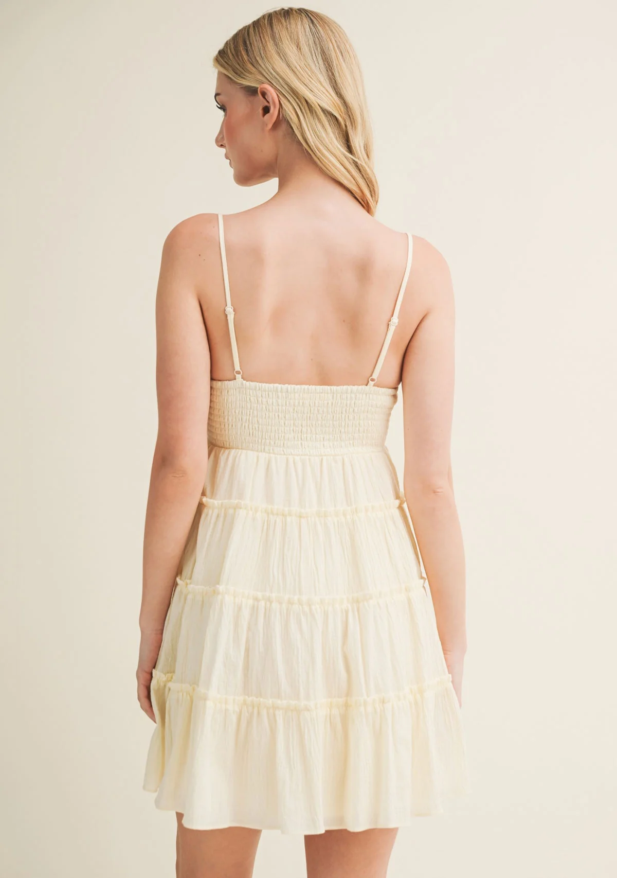 Tiered Cami Mini Dress Butter Mustard - Image 3