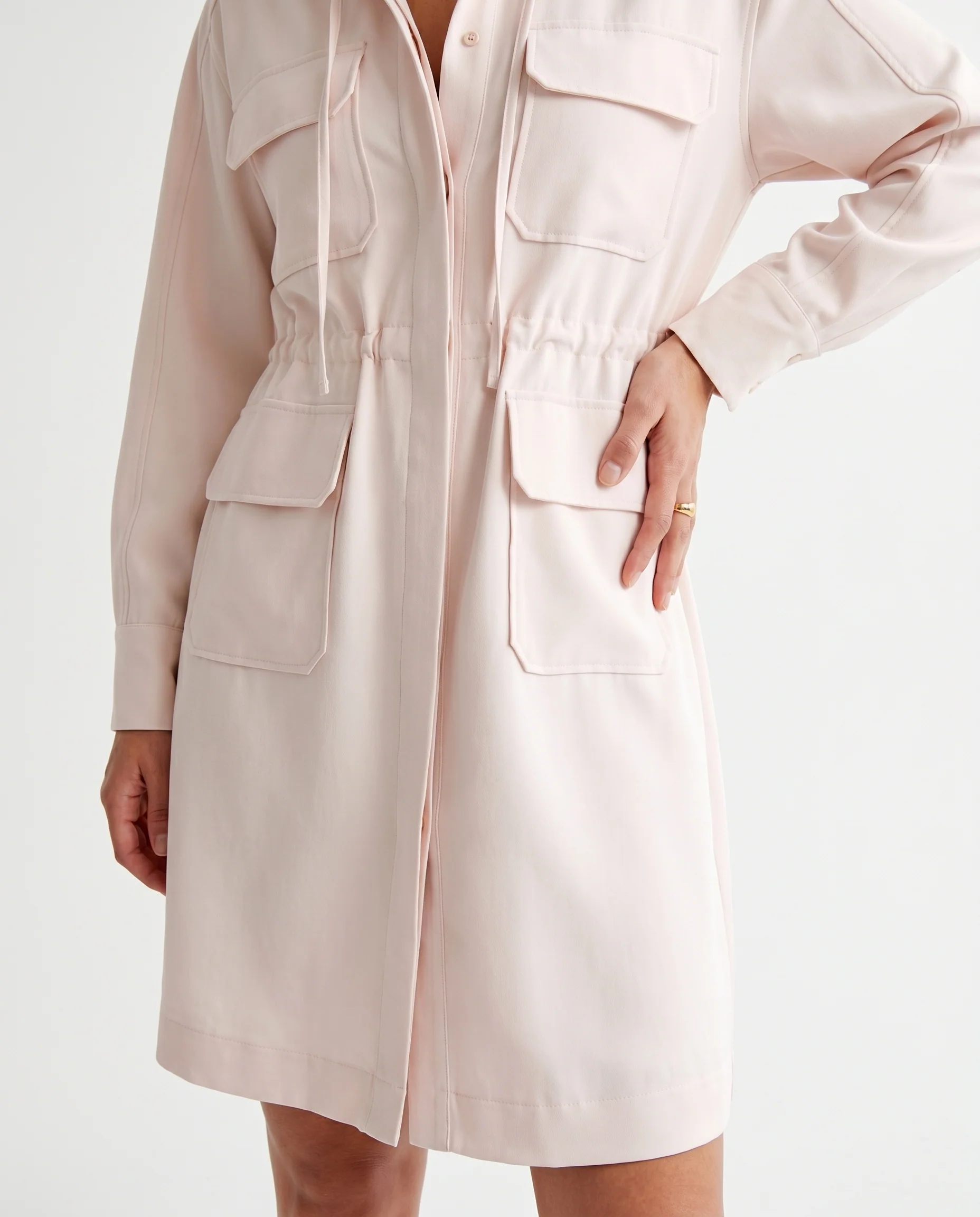 Utility Drawstring Dress Off White - Image 4