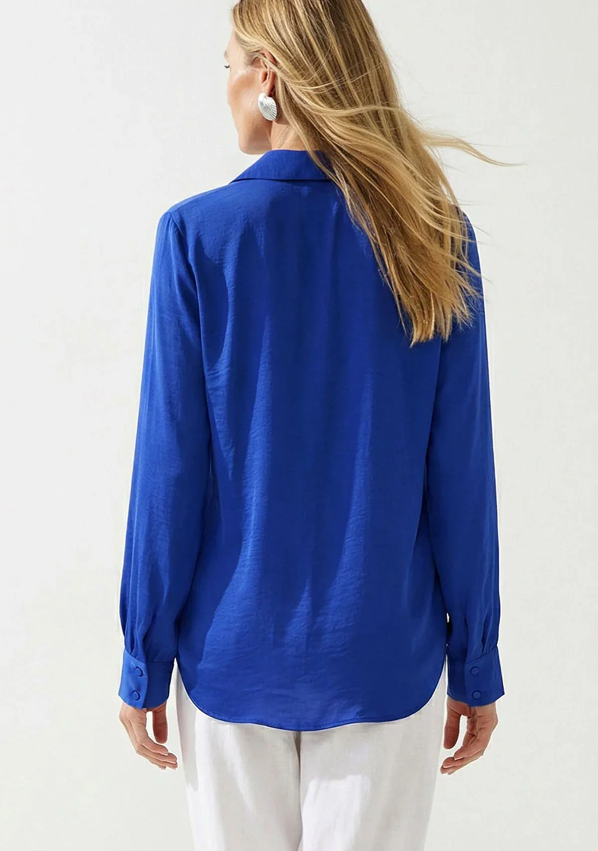 V Neck Blouse w/ Open Sleeve Seam - Image 3