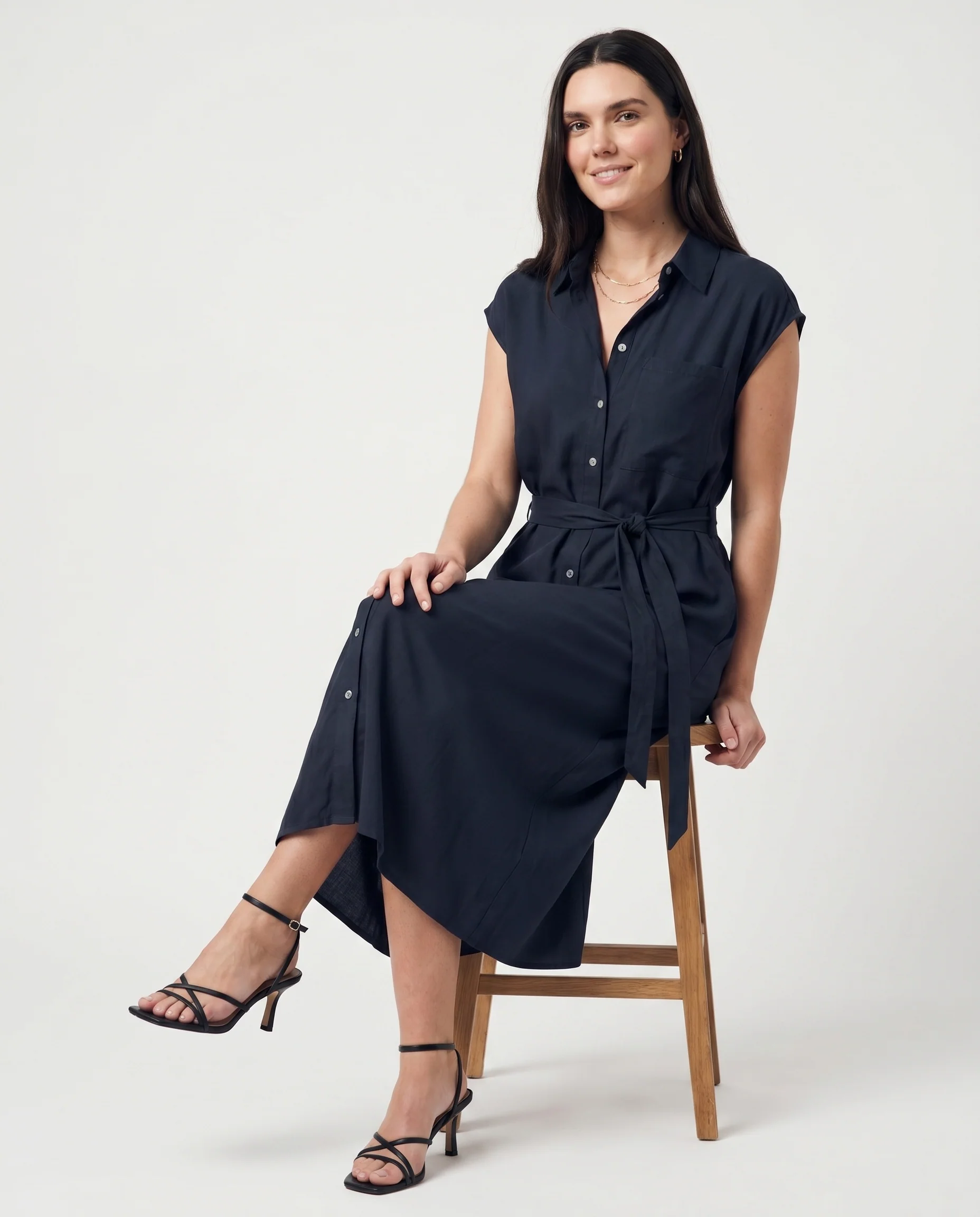 Vm Mymilo Calf Shirt Dress Navy Blazer - Image 2