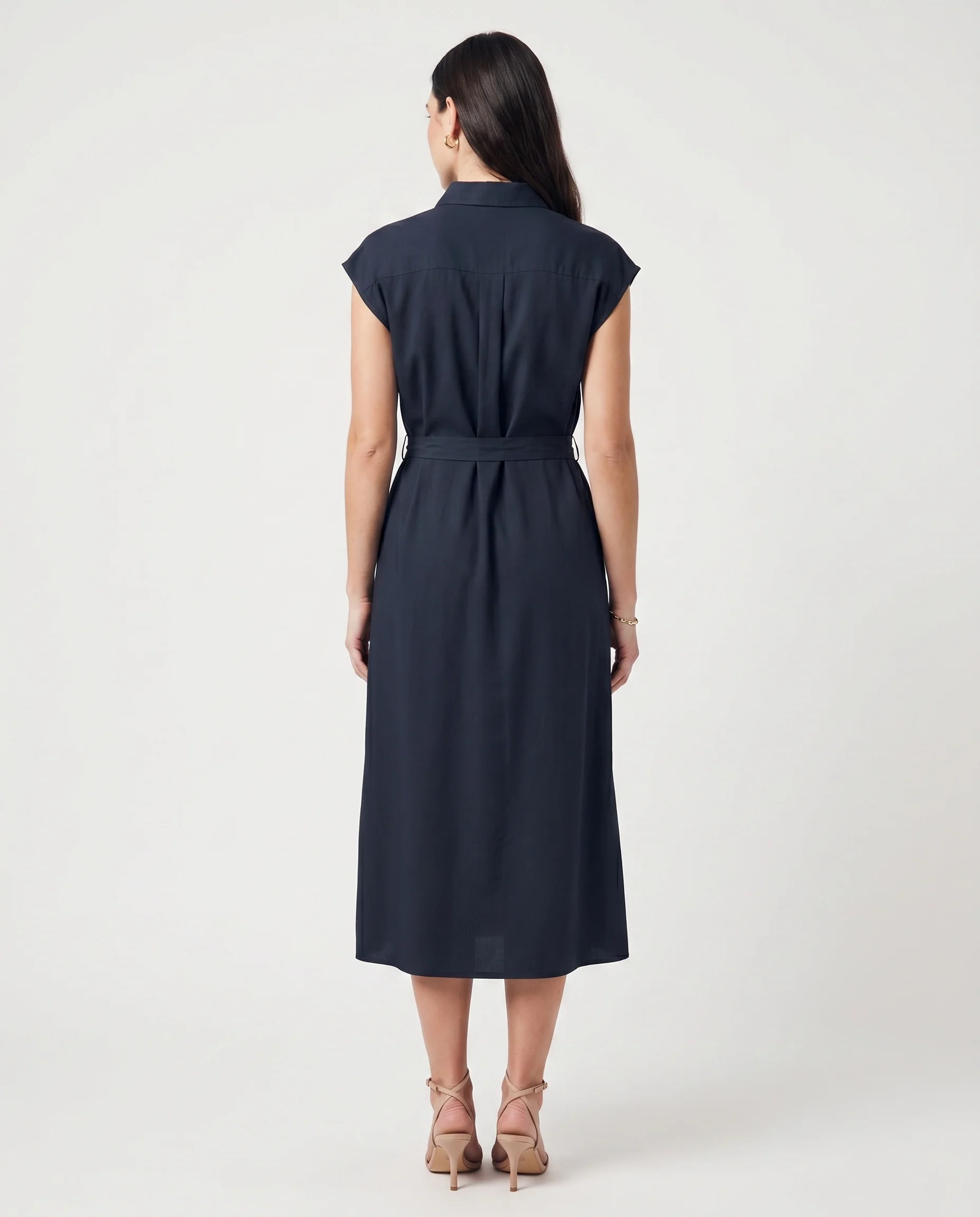 Vm Mymilo Calf Shirt Dress Navy Blazer - Image 3