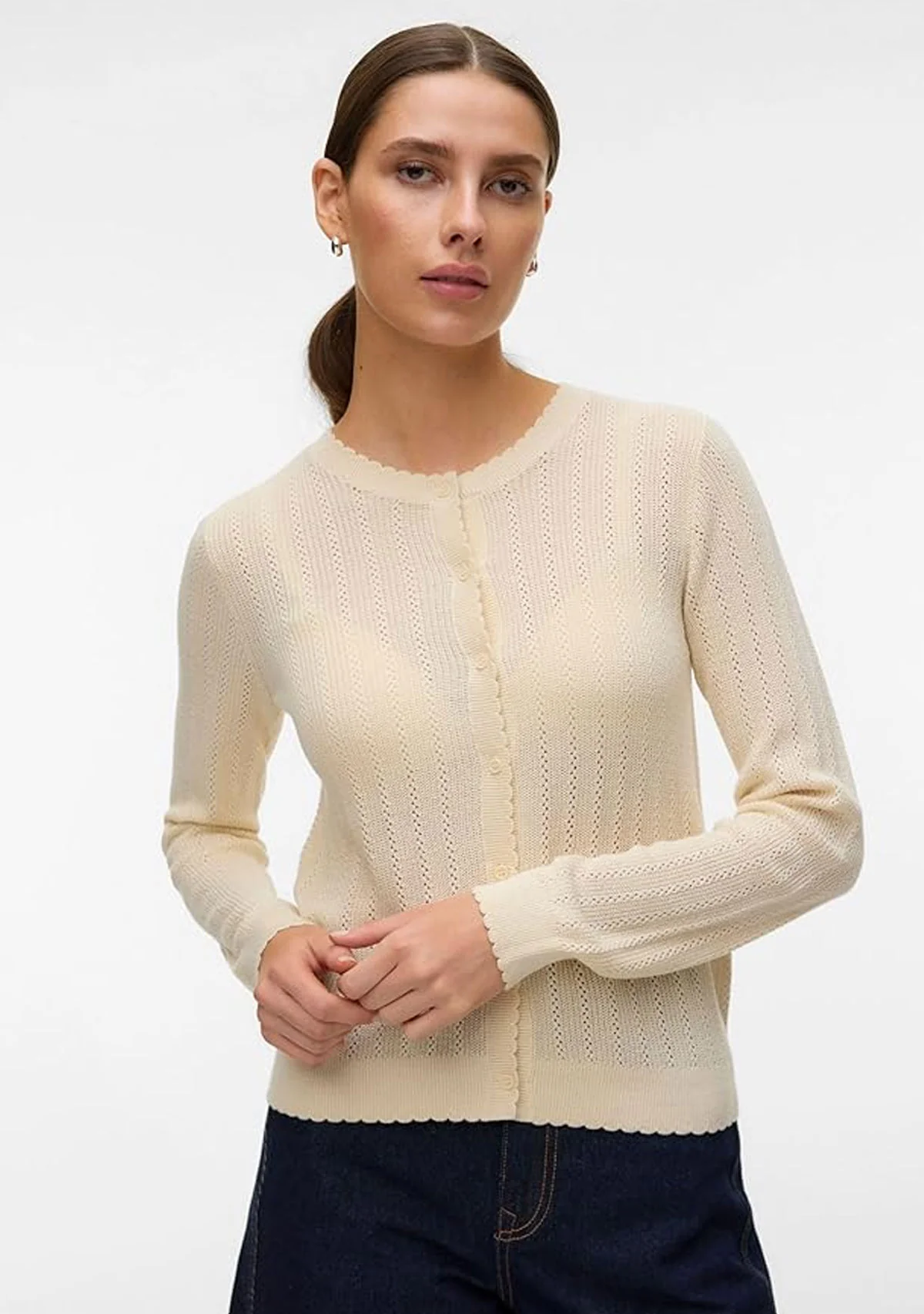 Vm Newl Ex Pointelle Cardigan Noos Birch - Image 2