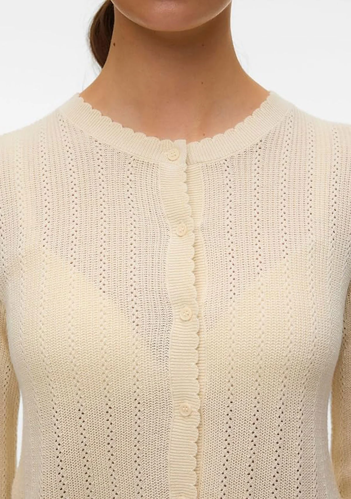 Vm Newl Ex Pointelle Cardigan Noos Birch - Image 3