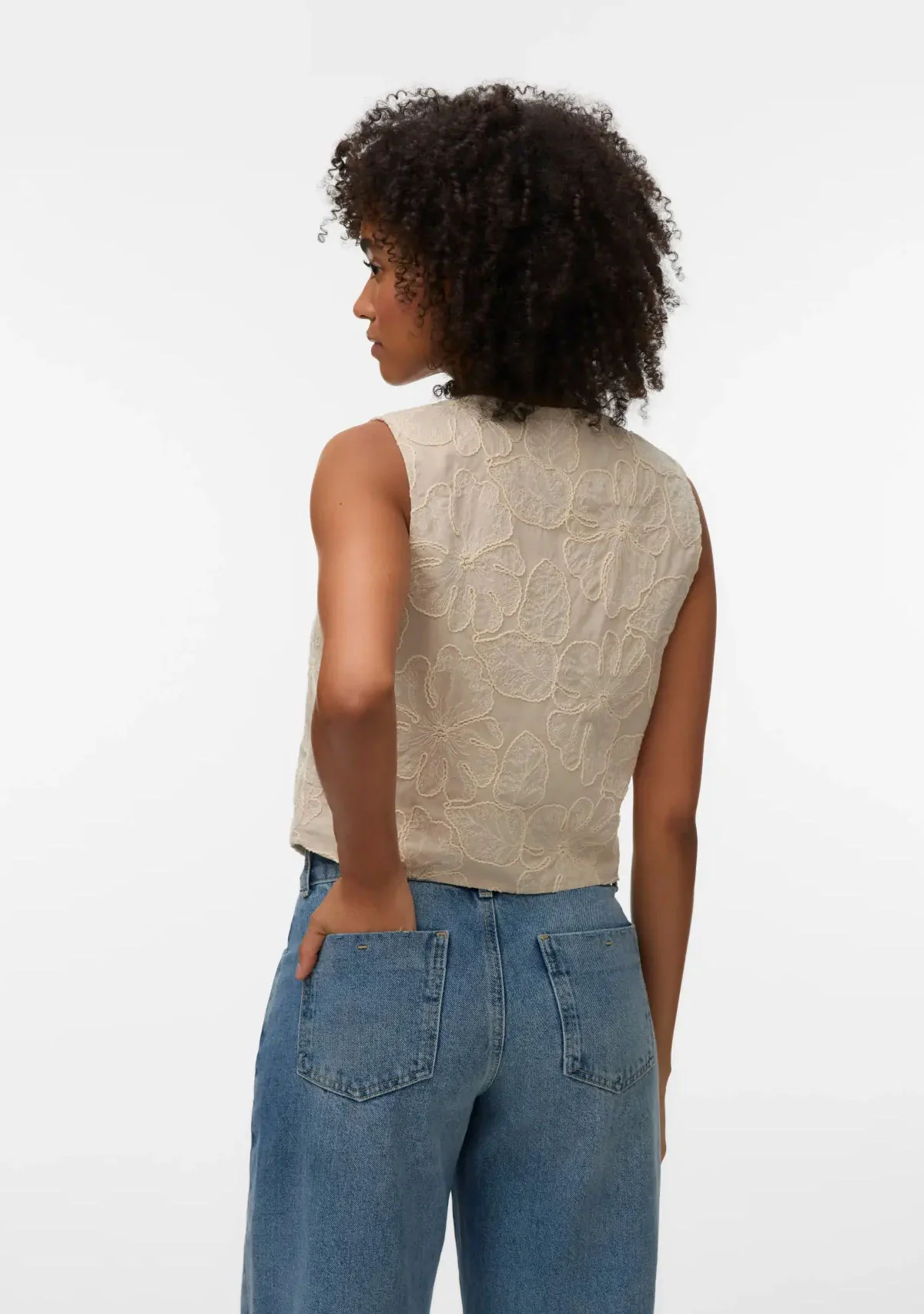 Vmmillia Sl Embroidery Waistcoat Oatmeal - Image 4