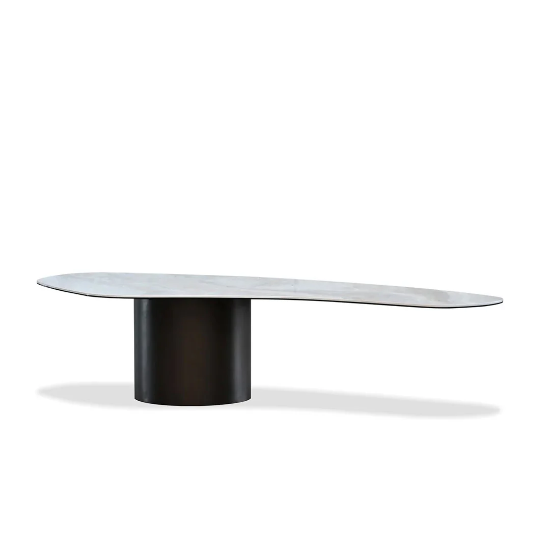 WEDGE Large Coffee Table Brushed Deep Brown Powder Coated Base Onice Grigio Ceramic Top