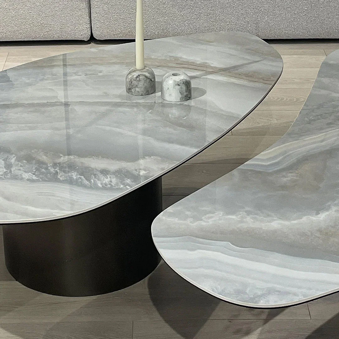 WEDGE Large Coffee Table Brushed Deep Brown Powder Coated Base Onice Grigio Ceramic Top - Image 2