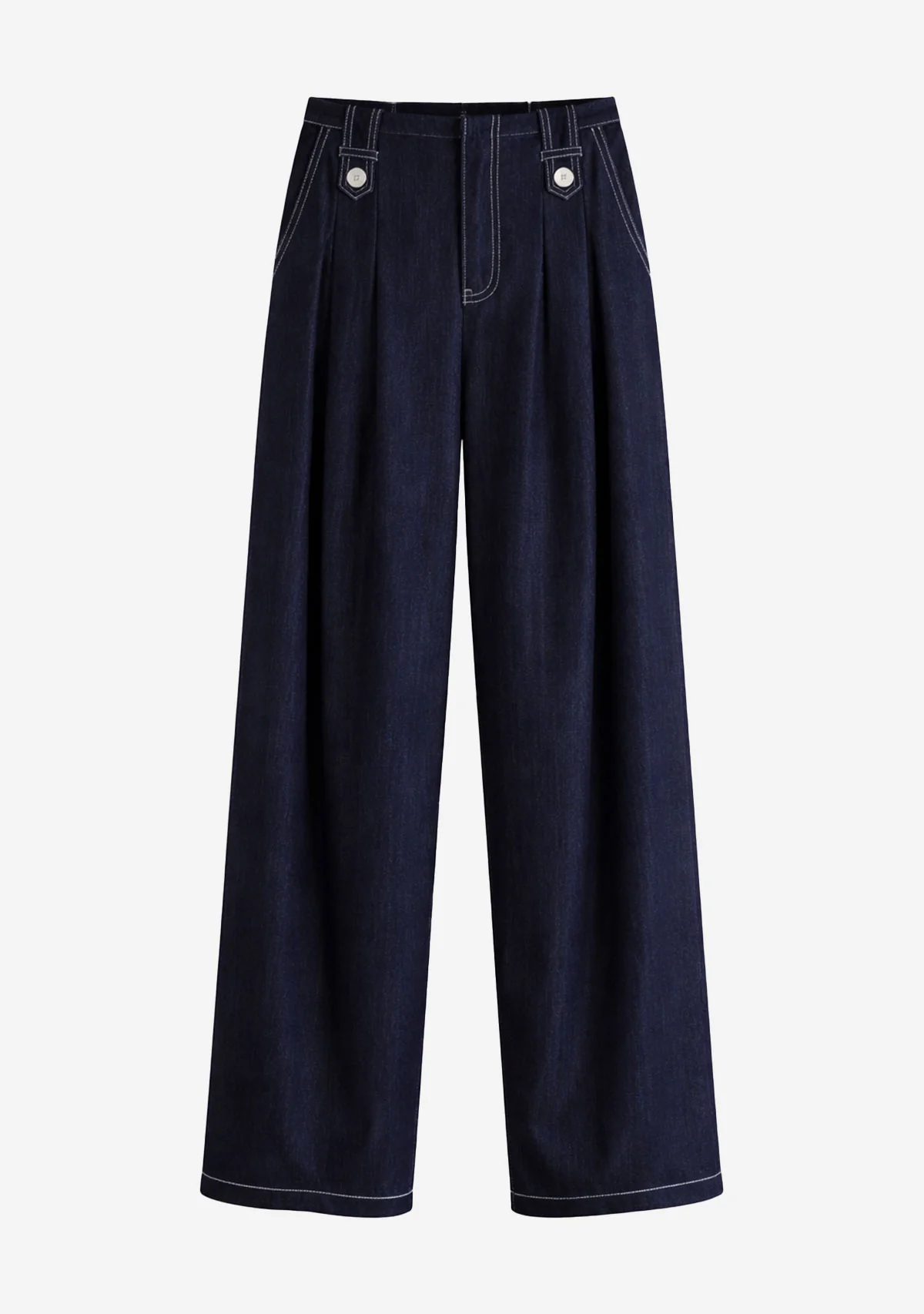 Wide Leg Denim Pants Denim Blue