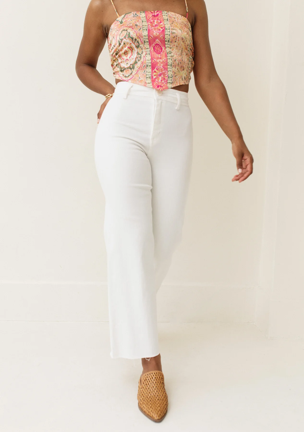 Wide Leg Denim Pants White - Image 2