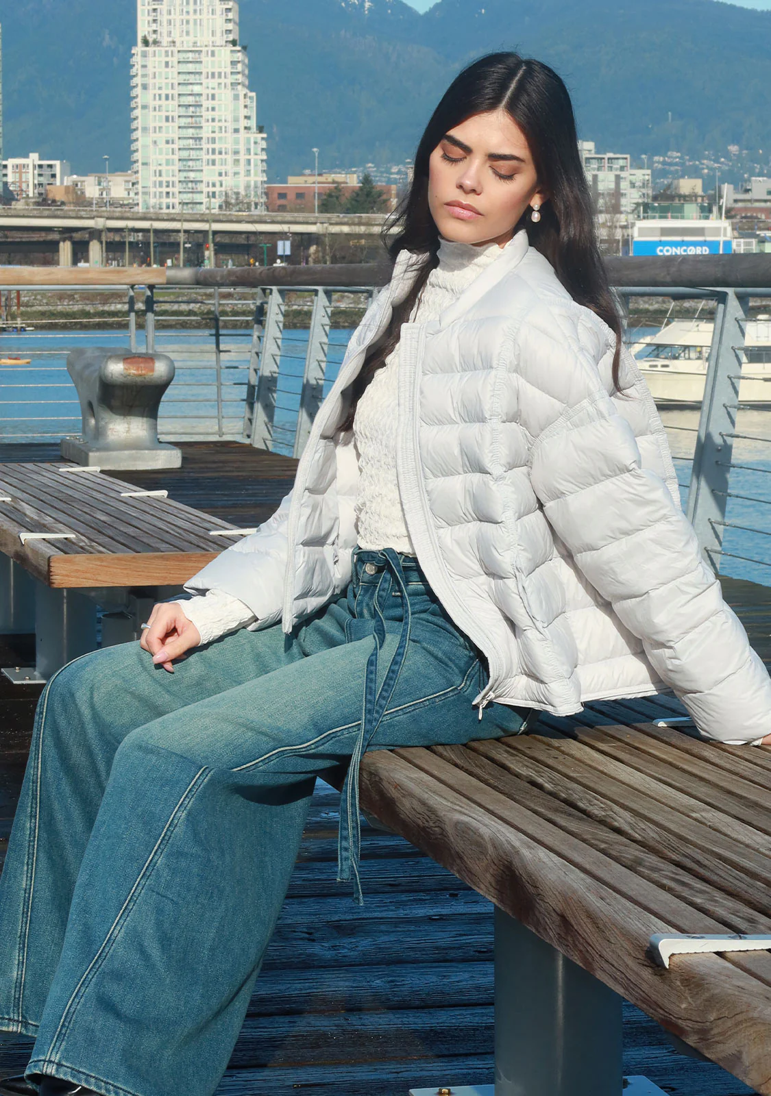 Wide-Leg Seam Detail Denim Denim Blue - Image 2
