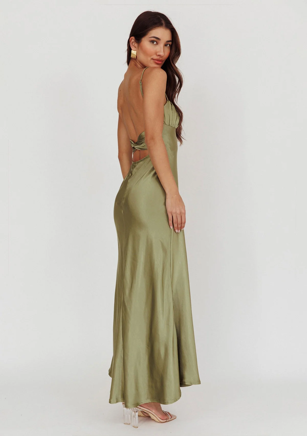 Woven Maxi Dress Olive - Image 4